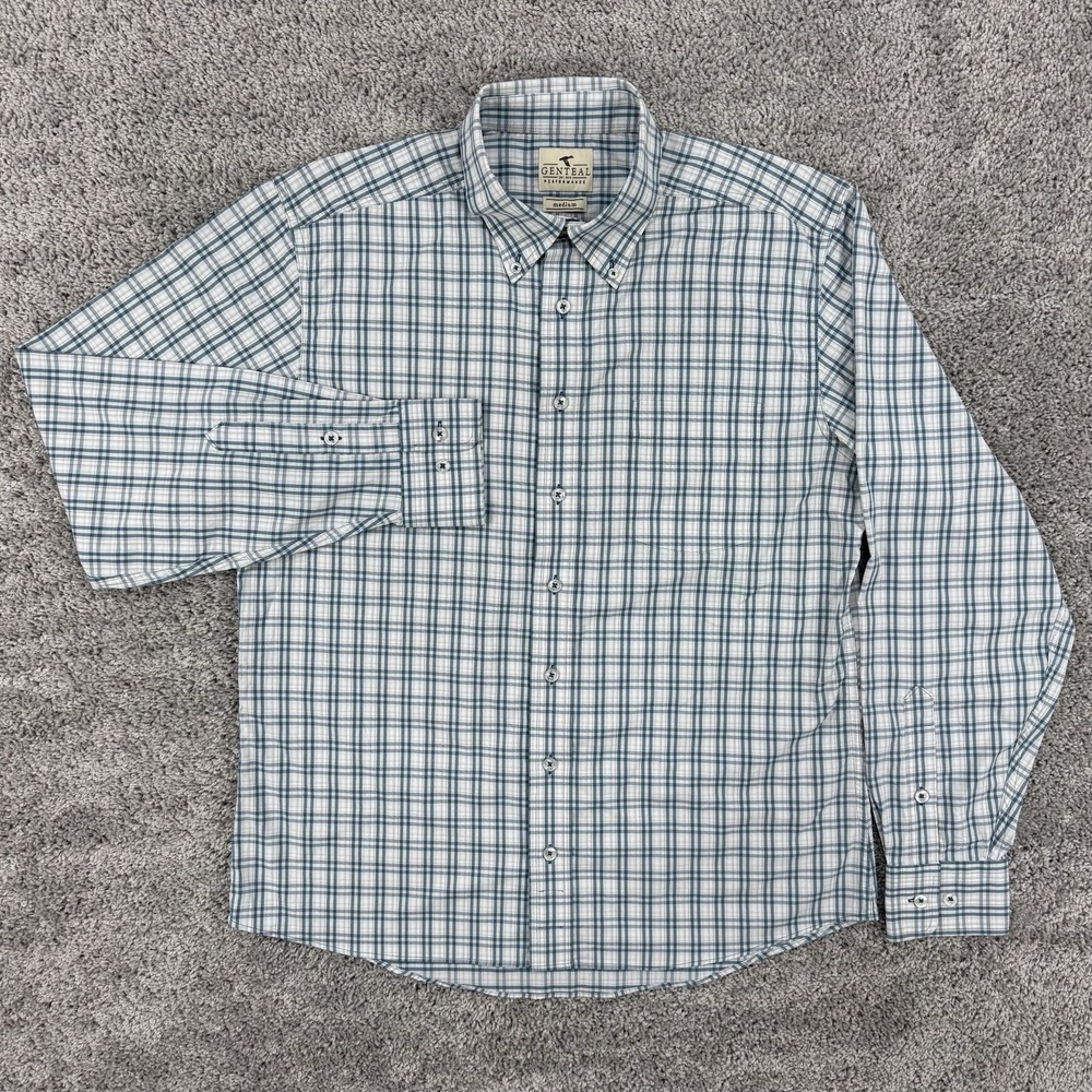 Genteal Performance Shirt Men's M Plaid Long Sleeve Button Down Stretch
